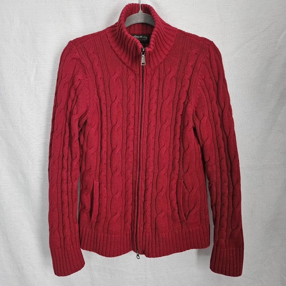 Eddie Bauer Red‎ Cable Knit Sweater Holiday Christmas